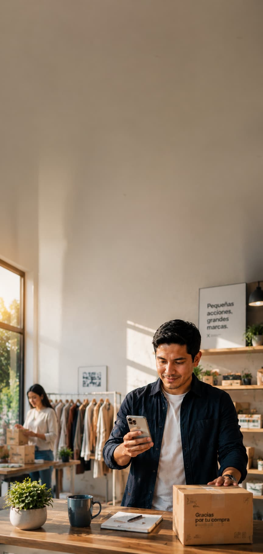Emprendedor usando una presencia online profesional para conseguir más clientes